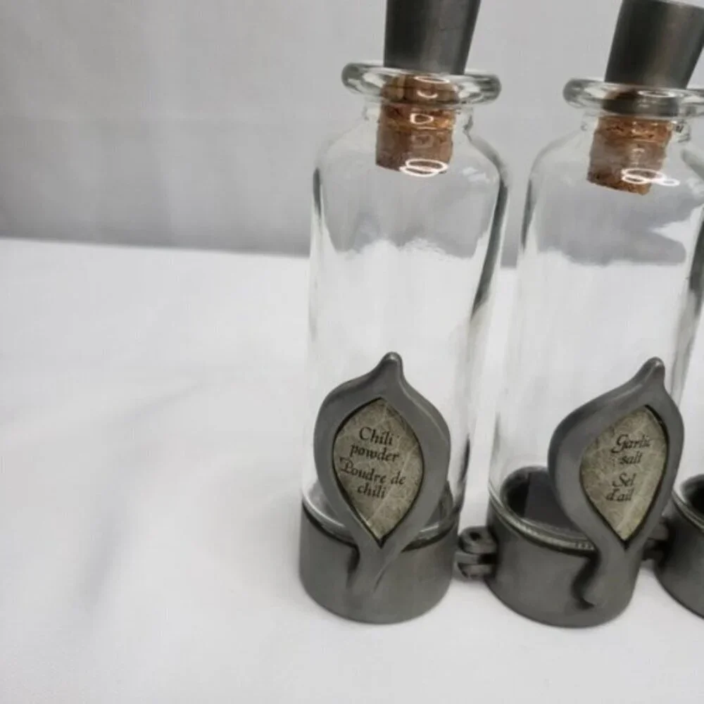 Unique Jars Spice Witchy Goth Silver Tone 6 Jars Kitchen Spells - Picture 3 of 16